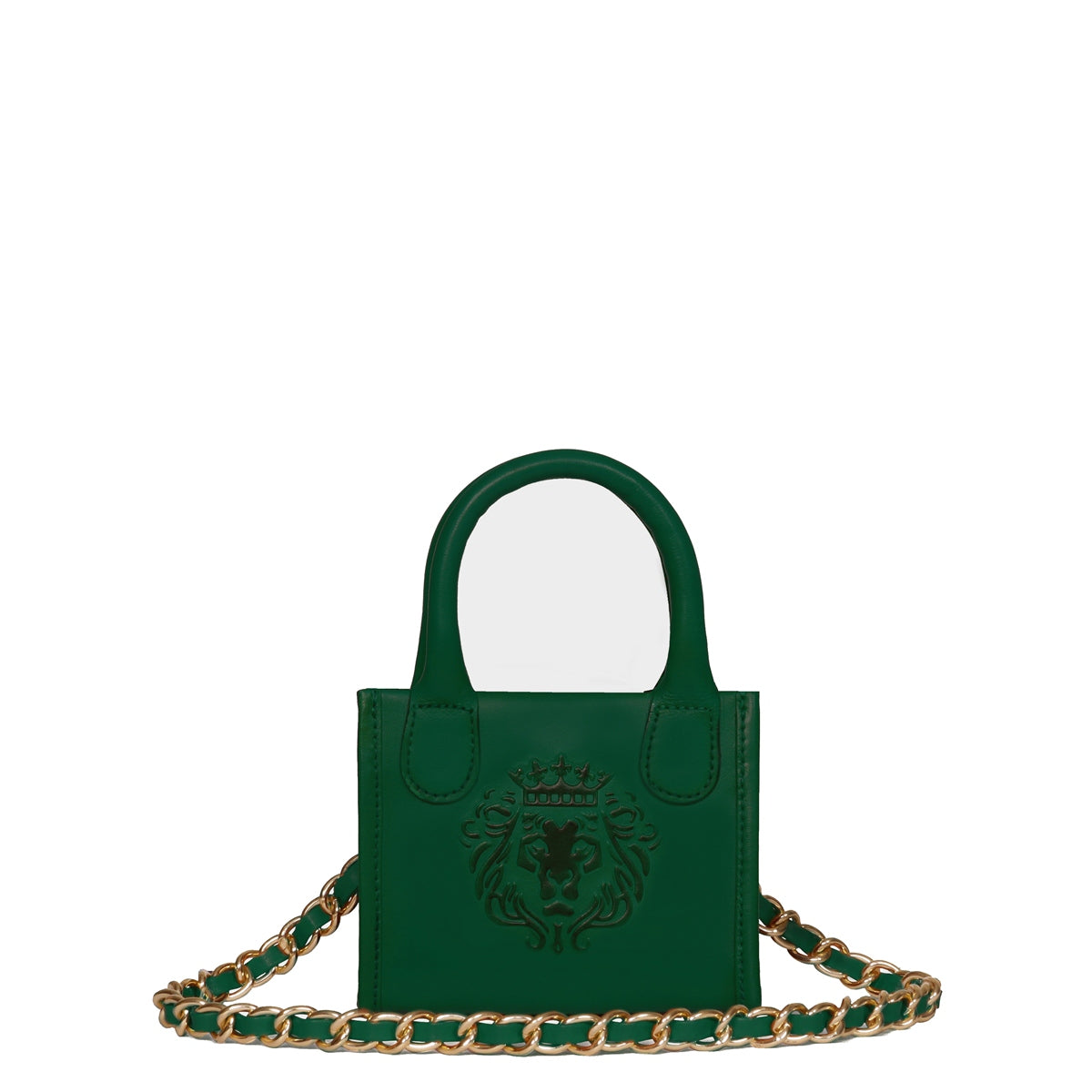 Micro Sized  Hand Bag in Green Genuine Leather