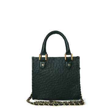Luxuriously Mini Hand Bag in Dark Green Ostrich Leather
