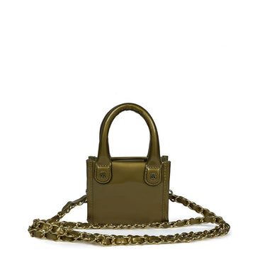 Golden Patent Leather Hand Bag in Micro Sized