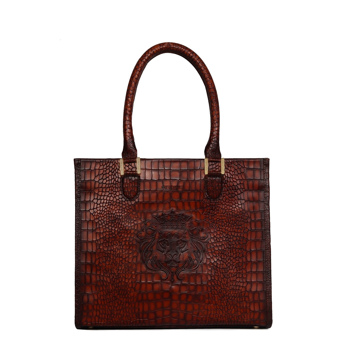 Smokey Finish Medium Hand Bag In Deep Cut Cognac Leather