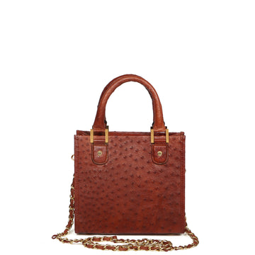 Exclusive Mini Hand Bag in Tan Real Ostrich Leather
