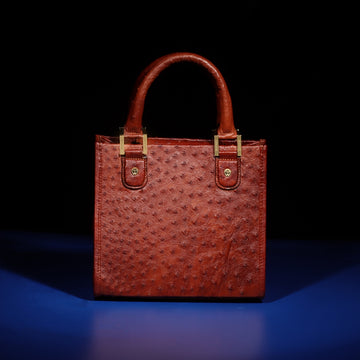 Exclusive Mini Hand Bag in Tan Real Ostrich Leather