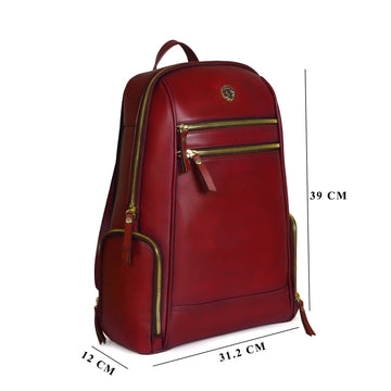 Stylish Rectangular Shape Backpack For Ladies in Wine Genuine Leather