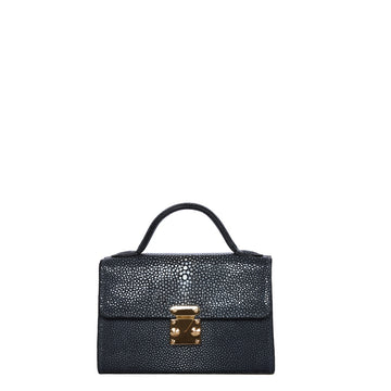 Classic Square Shape Stingray Fish Grey Leather With Removable Shoulder Strap Ladies Hand Bag by Brune & Bareskin