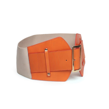 Orange Leather Underbust Elastic Ladies Buckle Belt by Brune & Bareskin
