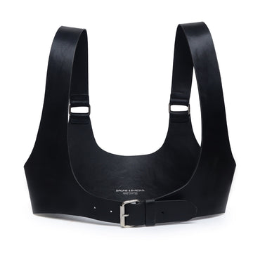Black Leather Underbust Adjustable Buckle Ladies Belt by Brune & Bareskin