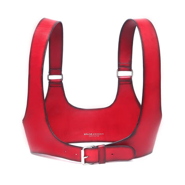 Red Leather Underbust Adjustable Buckle Ladies Belt by Brune & Bareskin