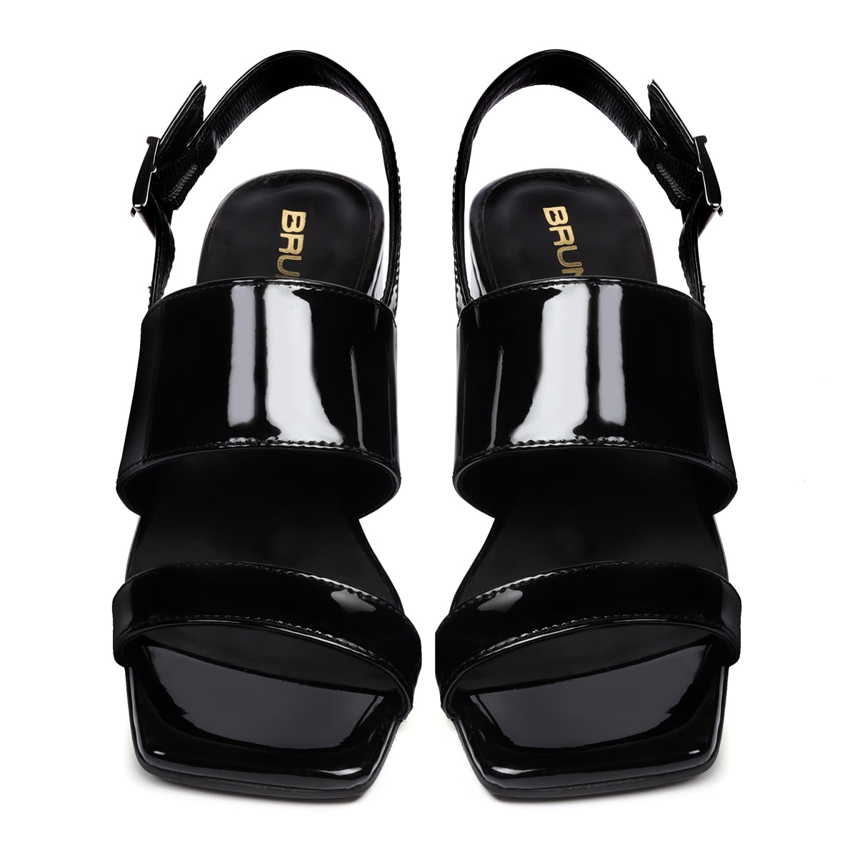 Saint Madrid Gold Chain Embellished Black Leather Block Heels | Leather  block heels, Leather, Genuine leather