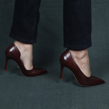 Pointed Toe Ladies formal Luxurious Dark Brown Sleek Stiletto Pencil Heel By Brune & Bareskin