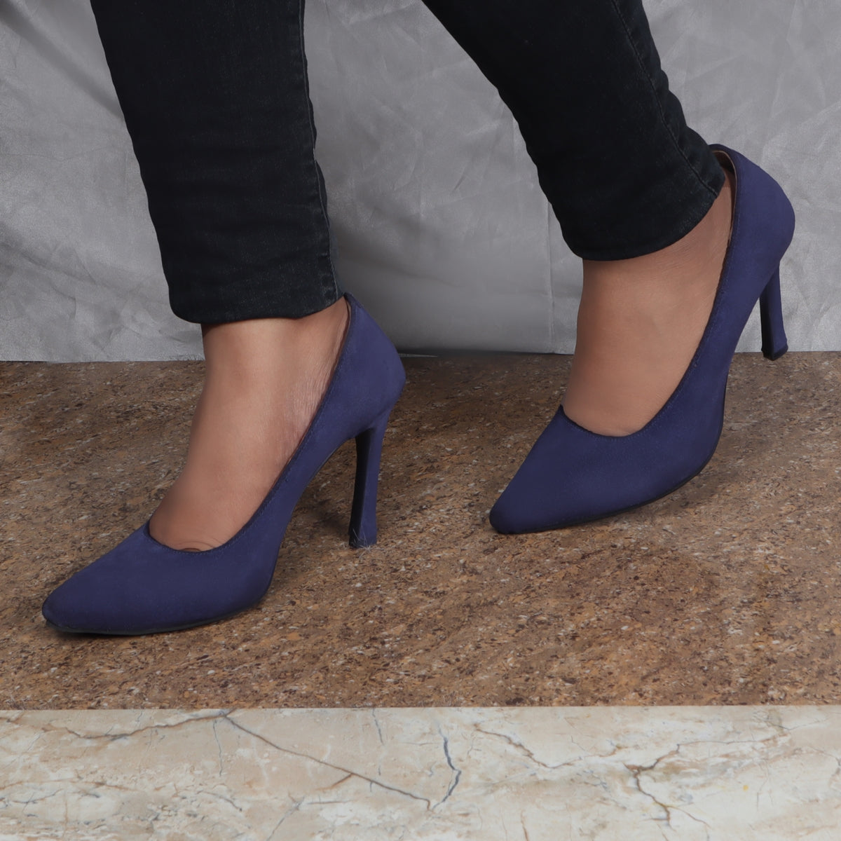Chic / Beautiful Navy Blue Casual Pumps 2020 Suede 7 cm Stiletto Heels  Pointed Toe Pumps
