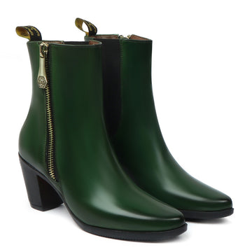 Green High Ankle Ladies Leather Boots By Brune & Bareskin