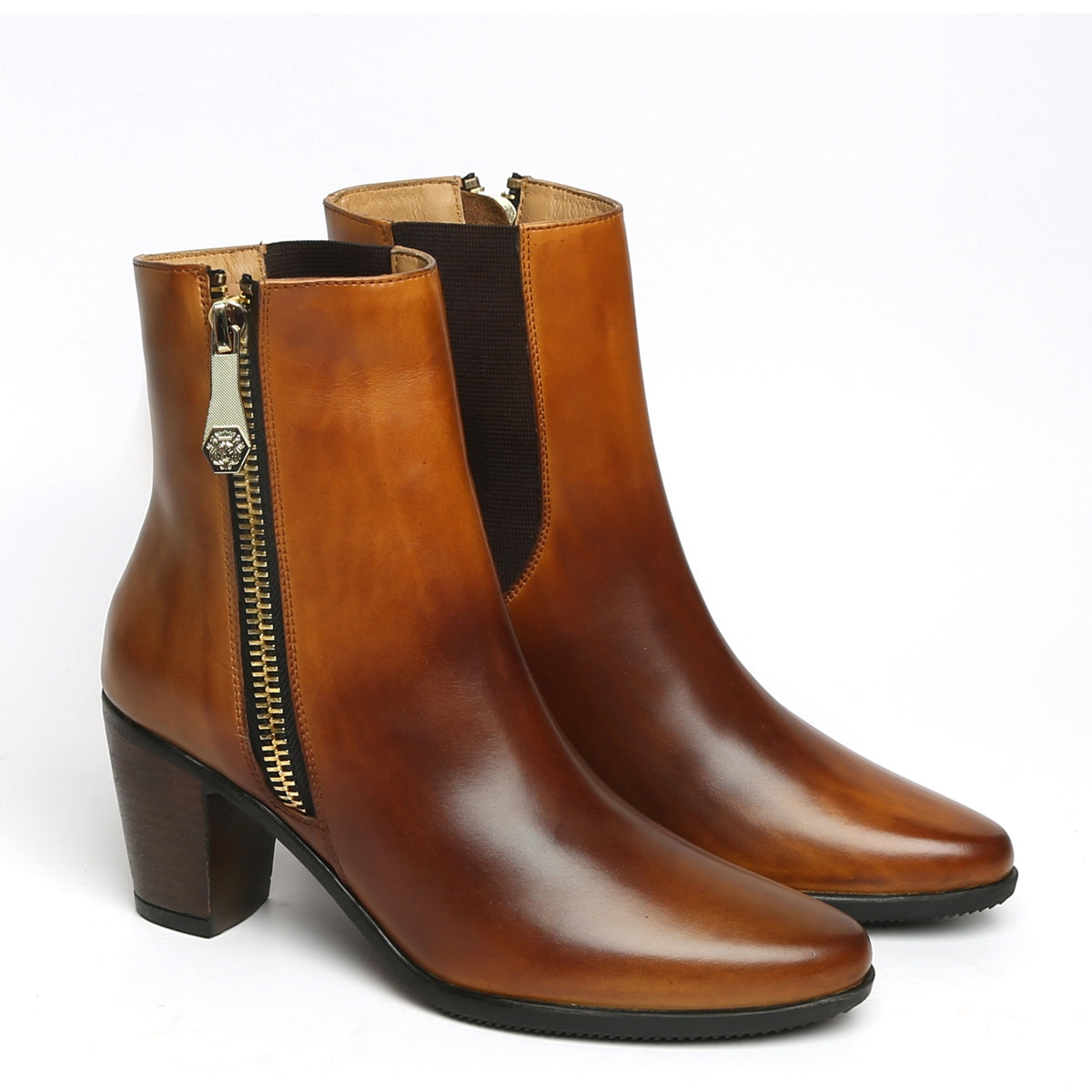 Smudged Tan Dual Tone Leather Boots By Brune & Bareskin