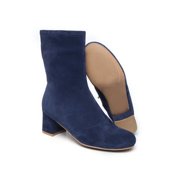 Blue Suede Leather High Ankle Ladies Boots By Brune & Bareskin