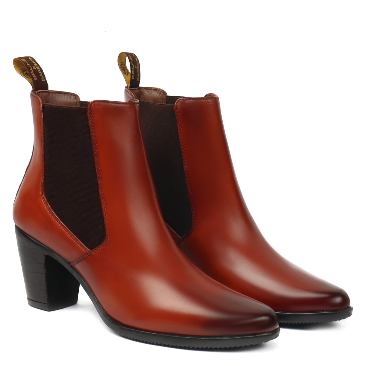 Buy Brown Plain Antes High Heel Leather Long Boots by OROH Online at Aza  Fashions.