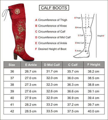 Red velvet Top Lace Golden Floral Royal Hand Zardosi Crest Ladies Knee Height Long Boots By Brune & Bareskin