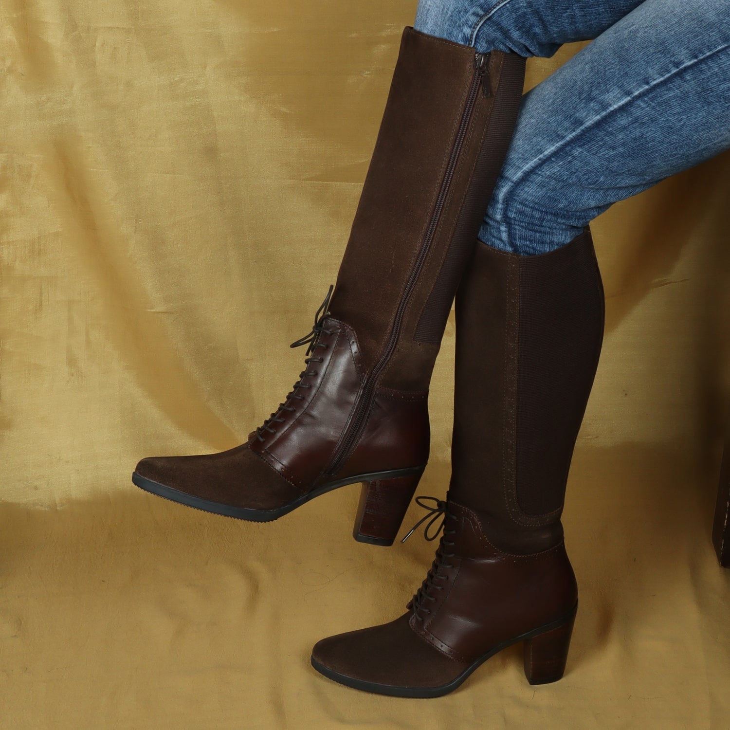 Leather Lace Up Tall Leather Boots With Heel Tall Ankle Lace Up