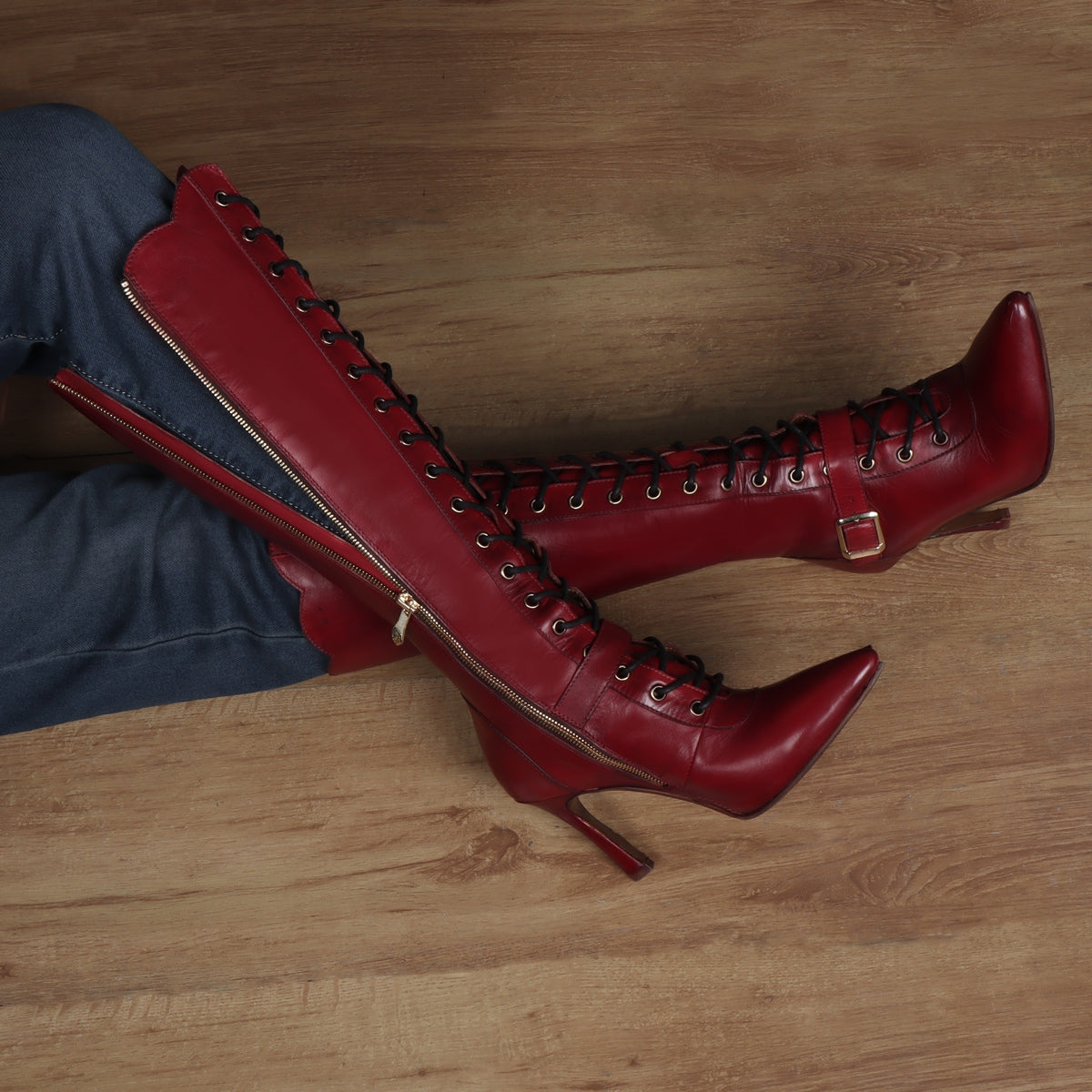Buy Shoetopia Women Black Zipper & Lace Up Block Heeled Boots at Amazon.in