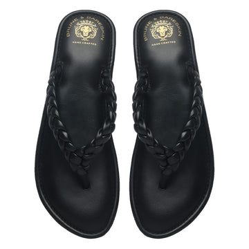 Women's Black Knotted V-Strap Slippers By Brune & Bareskin