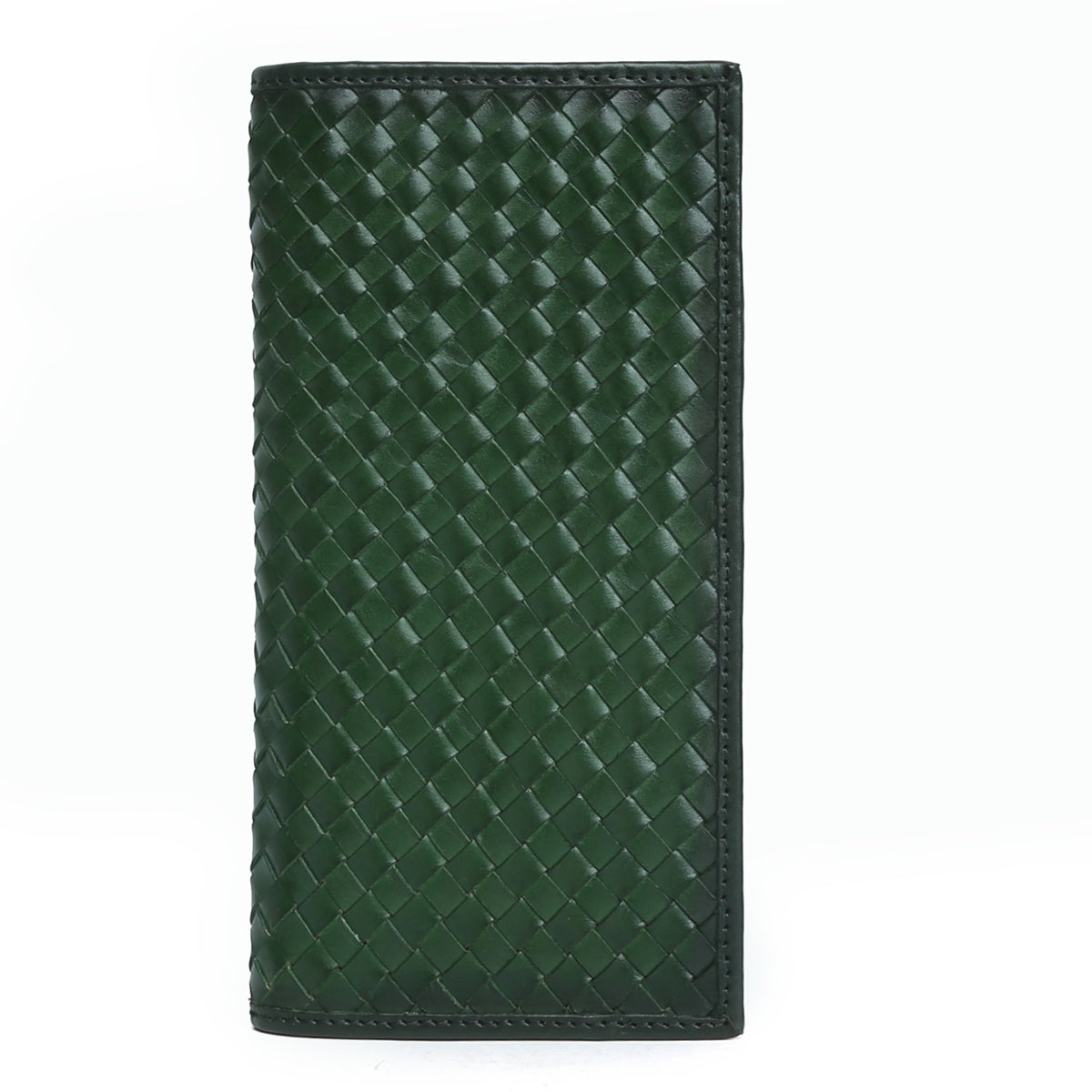 Green Hand Weave Leather Clutch/Wallet For Women By Brune & Bareskin