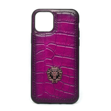 Pink Croco Print Leather Mobile Cover by Brune & Bareskin