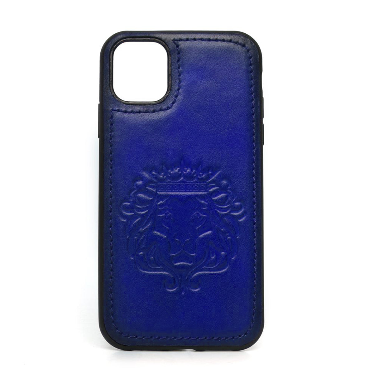 Blue Leather Lion Embossed Mobile Cover by BARESKIN