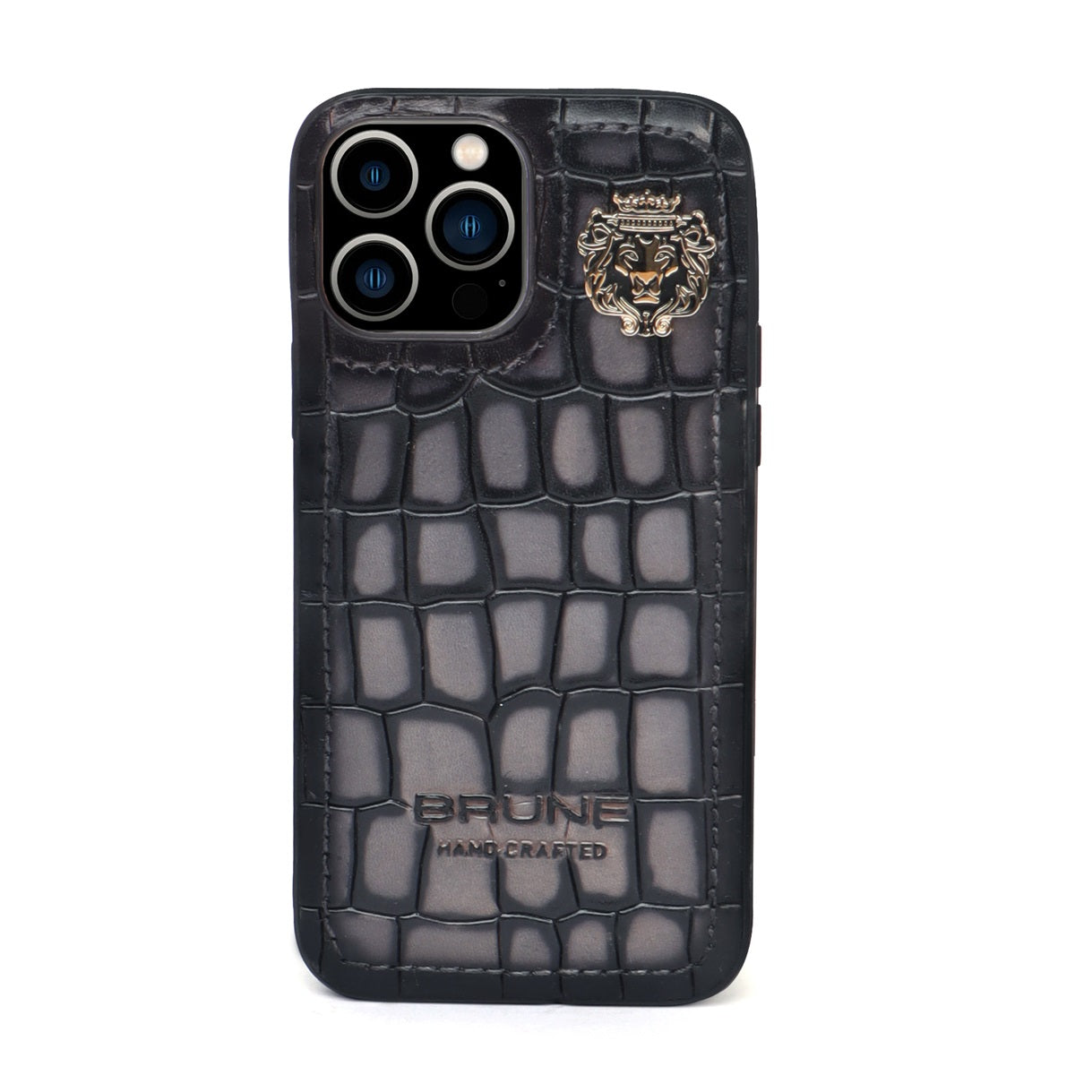 Smokey Grey Deep Cut Leather Mobile Cover by Brune & Bareskin