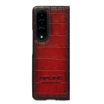 Samsung Galaxy Fold Red Croco Textured Leather Mobile Cover by Brune & Bareskin