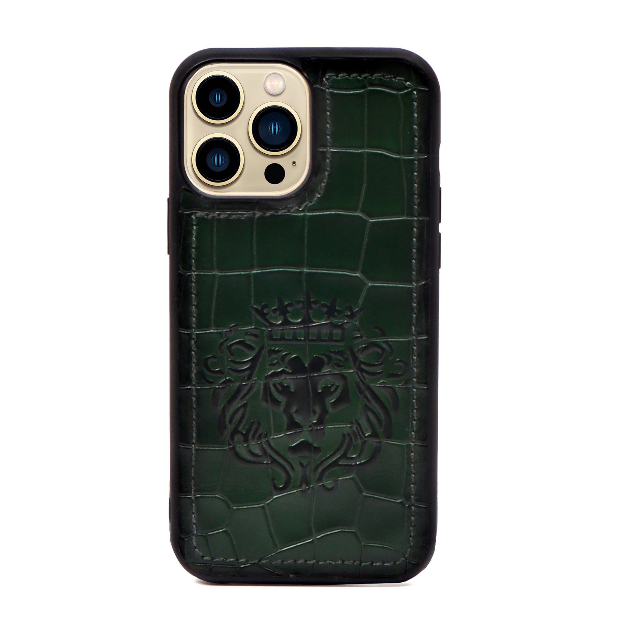 Apple iPhone Series Dark Green Deep Cut Lion Embossed Mobile Cover by Brune & Bareskin