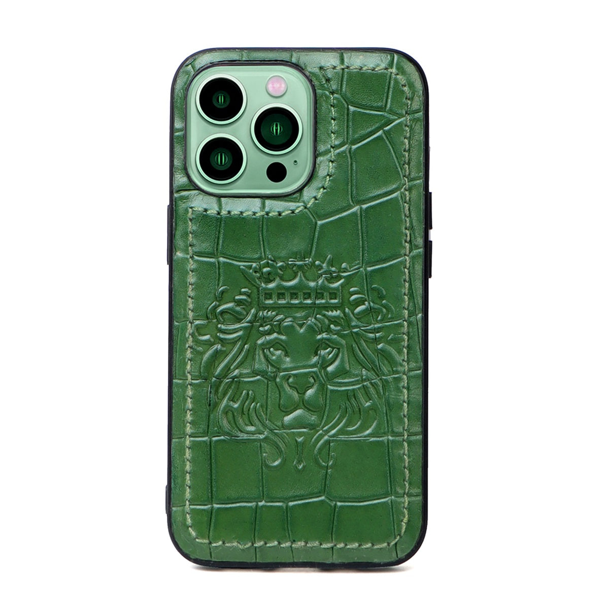 Apple iPhone Series sky Green Deep Cut Lion Embossed Mobile Cover