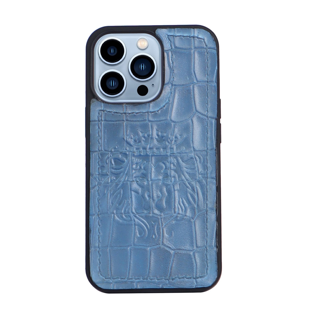 Apple iPhone Series sky Blue Deep Cut Lion Embossed Mobile Cover by Brune & Bareskin
