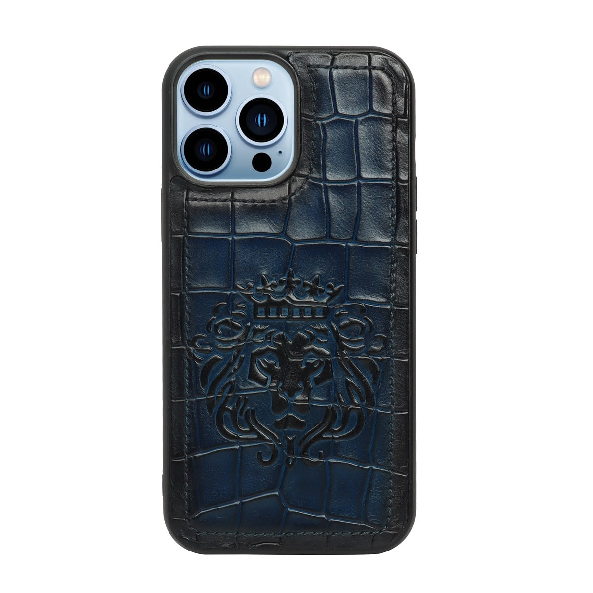 Apple iPhone Series Blue Deep Cut Lion Embossed Mobile Cover by Brune & Bareskin