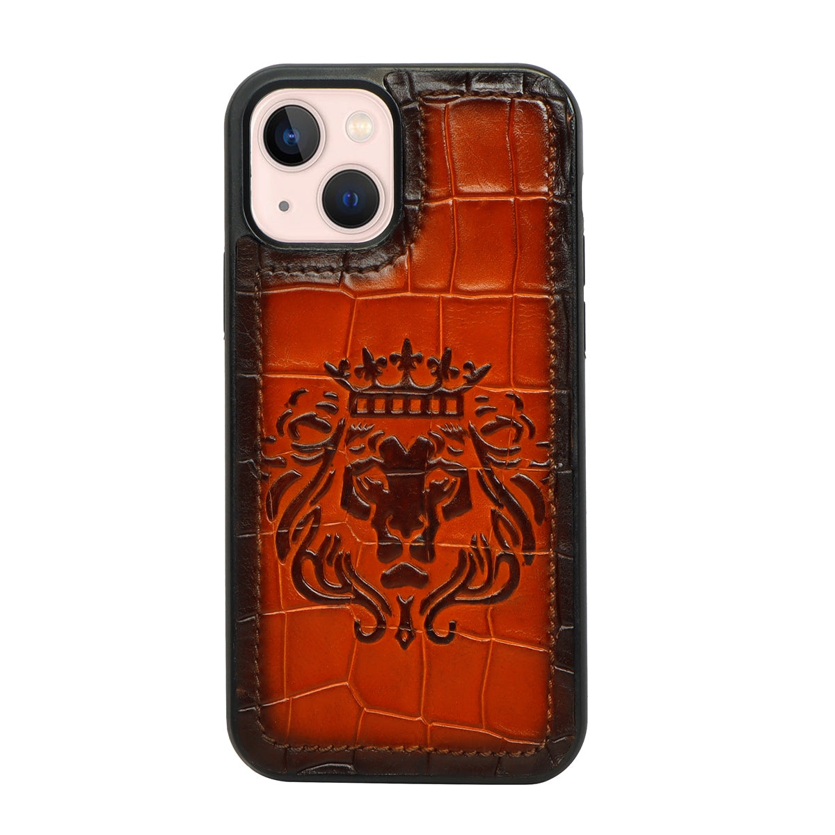 Apple iPhone Series Tan Deep Cut Lion Embossed Mobile Cover