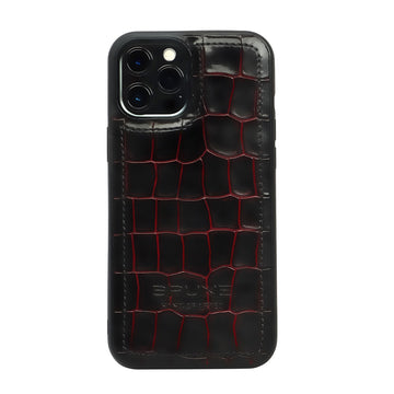 Apple iPhone Series Red Lava Inspired Deep Cut Croco Leather Mobile Cover by Brune & Bareskin