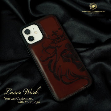 Apple iPhone Series Dark Brown Laser Lion Leather Mobile Cover by Brune & Bareskin