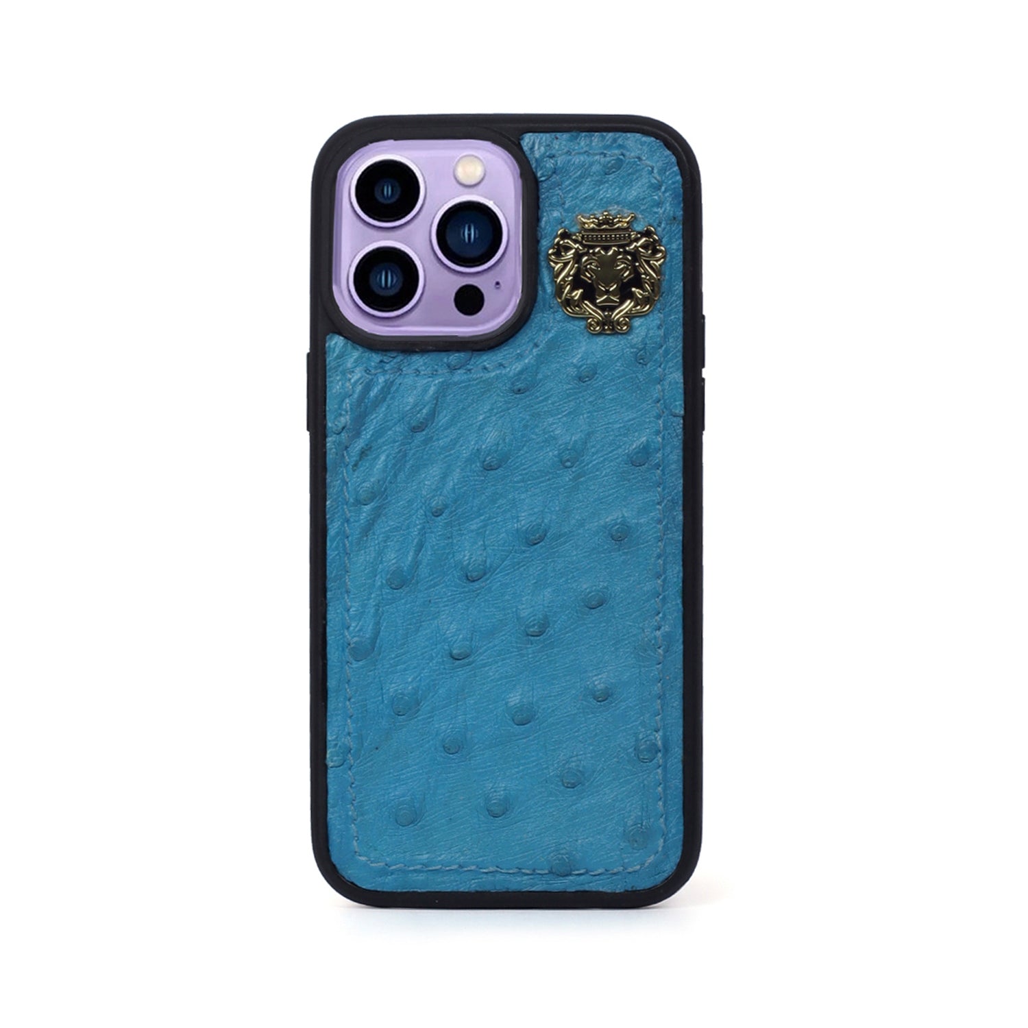 Apple iPhone Series Sky Blue Mobile Cover in Real Ostrich Leather