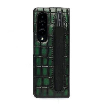 Samsung Galaxy Green Deep Cut Leather Mobile Cover with Extra Space By Brune & Bareskin