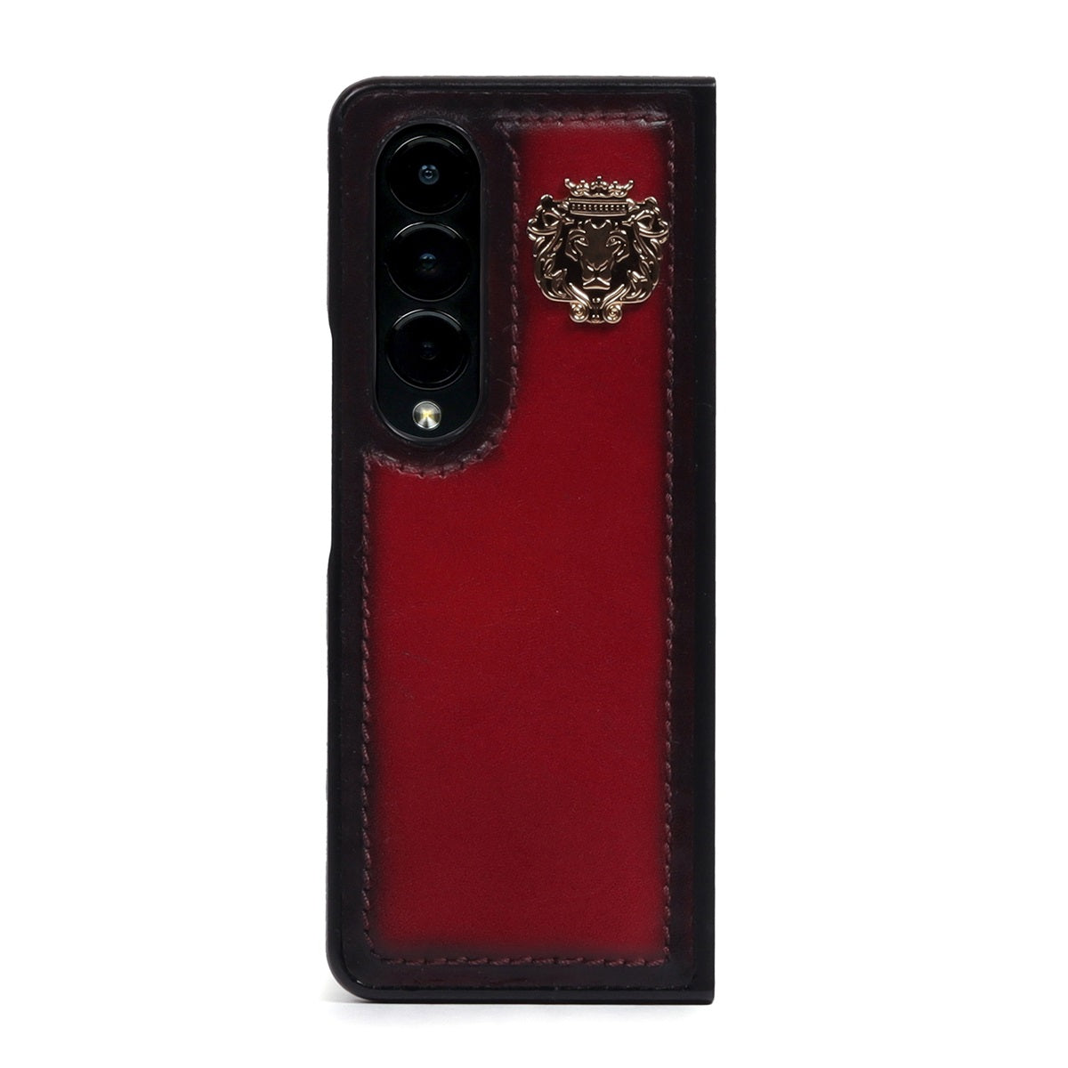 Wine Samsung Galaxy Fold Series Genuine Leather Mobile Cover With Metal Lion by Brune & Bareskin