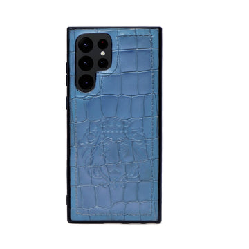Samsung S22 Ultra Sky Blue Deep Cut Lion Embossed Mobile Cover by Brune & Bareskin