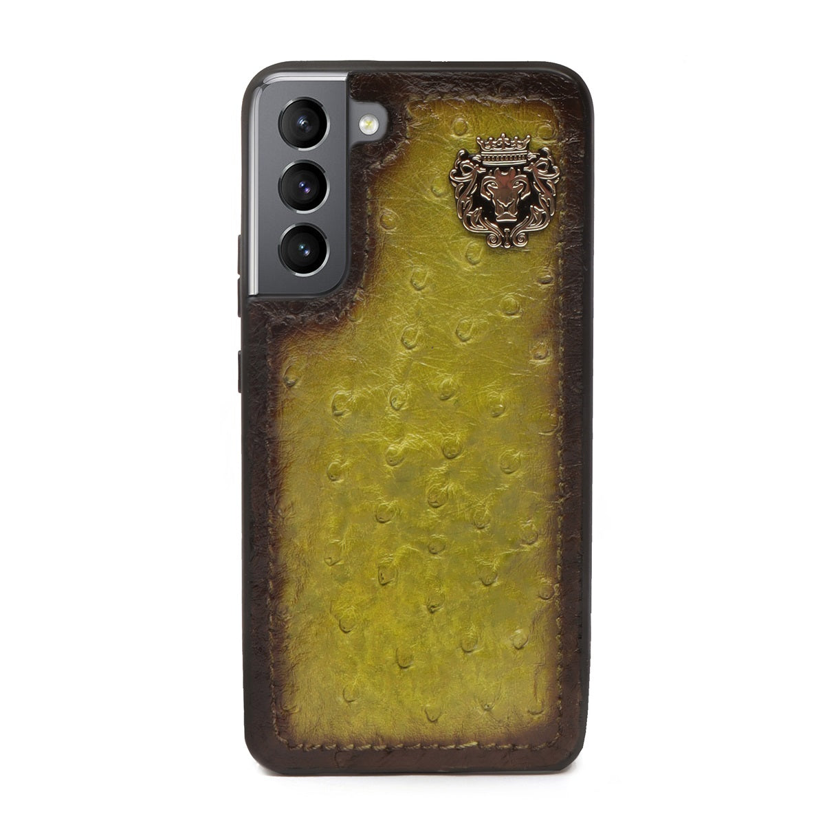 Samsung S Series Ultra Mobile Cover Olive Real Ostrich Leather