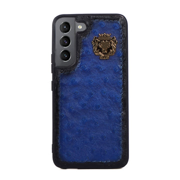 Mobile Cover for Samsung S Series in Blue Ostrich Leather