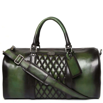 Brune & Bareskin Green Color Genuine Leather Duffle Bag For Men