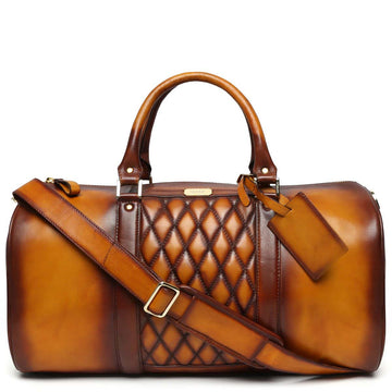 Brune & Bareskin Tan Color Genuine Leather Duffle Bag For Men