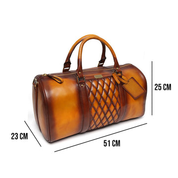 Brune & Bareskin Tan Color Genuine Leather Duffle Bag For Men
