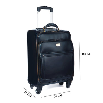 Telescopic Handle Spinner Luggage Quad Wheel Navy Blue Strolley Travel Bag with Golden Zipper Closure