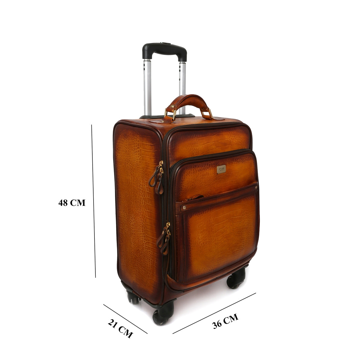 Briefcase leather croco print in burnt orange – Bidinis Bags