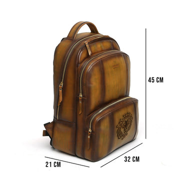 Dark Olive Leather Backpack with Multi-Step Pockets By Brune & Bareskin