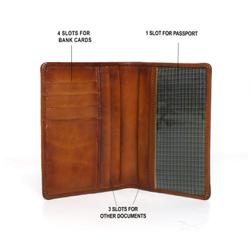 Tan Leather Two Fold Passport Holder & Wallet By Brune & Bareskin