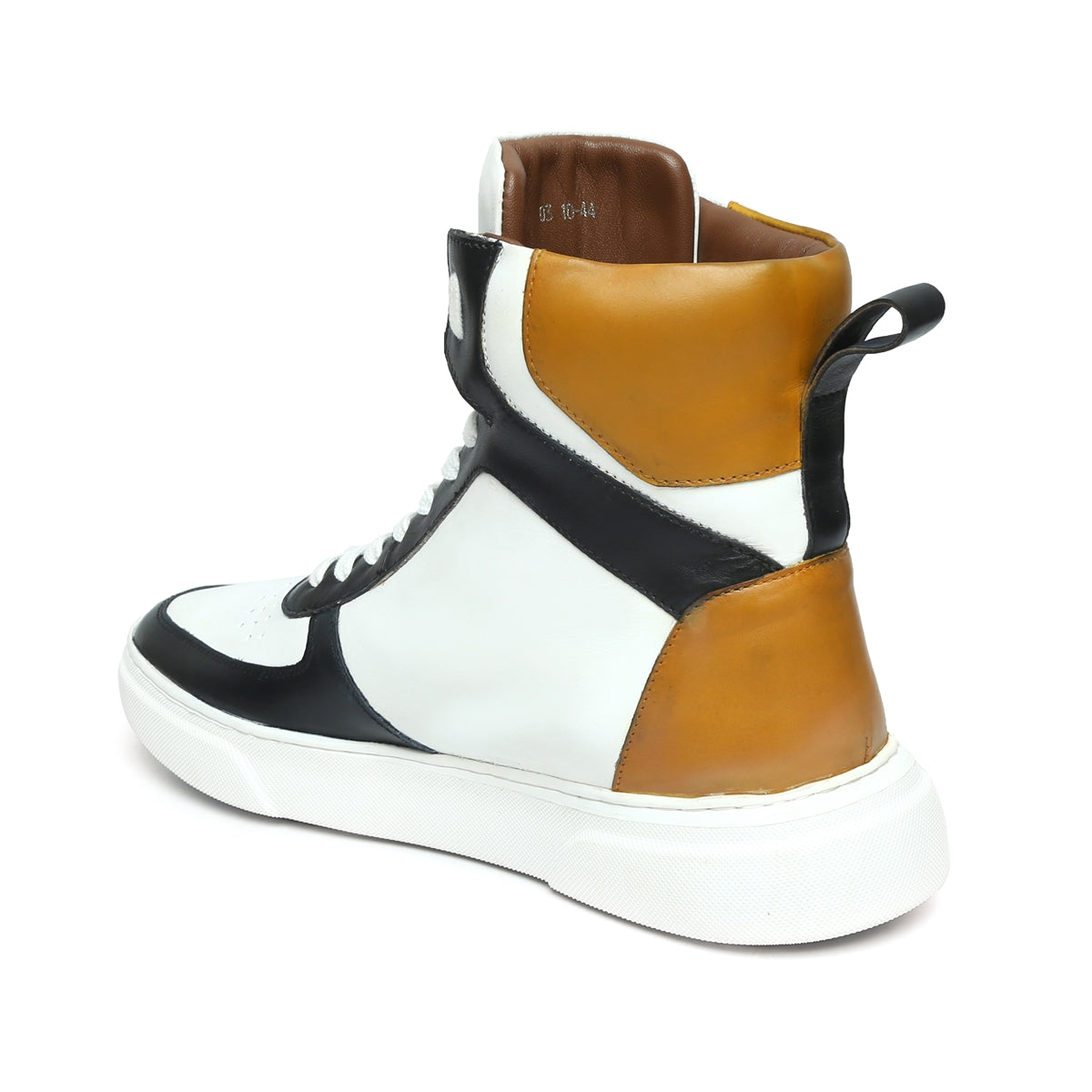 Contrasting Brown & Tan Leather Sneakers White High Ankle by Brune & B