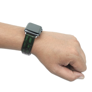 Apple Watch Smokey Green Deep Cut Croco Leather Strap