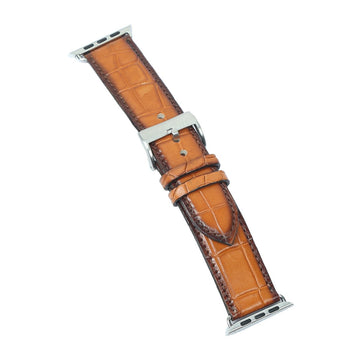 Apple Watch Tan Deep Cut Croco Leather Strap